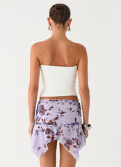 Altego Low Rise Hanky Mini Skirt - Antique Lilac Floral