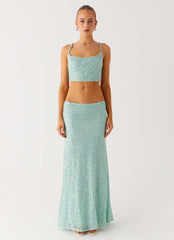 Amoura Sequin Cowl Top - Mint Sage