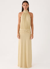 Donyale Halter Maxi Dress - Pale Olive