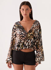 Isolde Top - Leopard Hibiscus