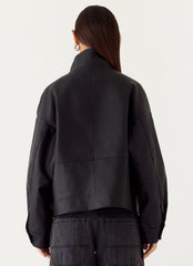 James PU Bomber Jacket - Black