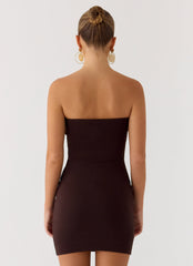 Leroy Button Mini Dress - Chocolate