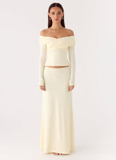 Like A Flower Maxi Skirt - Lemon Yellow