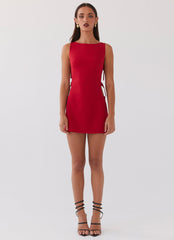 Cherish You Buckle Mini Dress - Red