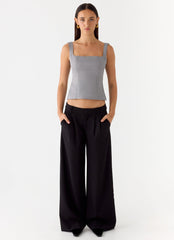 False Start Top - Smoke Grey