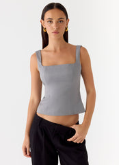 False Start Top - Smoke Grey