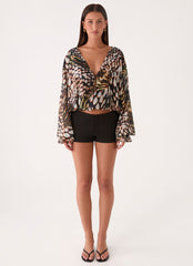 Isolde Top - Leopard Hibiscus