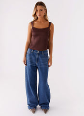 Lylah Satin Top - Brown