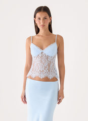 Merisso Lace Bustier Top - Blue