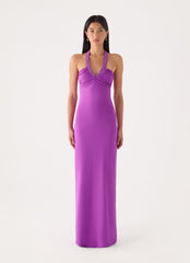 Yamila Beaded Strap Maxi Dress - Purple